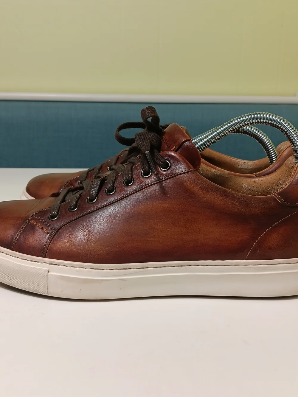 Magnanni Shoes Mens 8.5 Cognac Brown Elonso Lo Leather Sneakers Casual